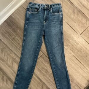 We The Free Dark Blue Skinny Jeans With Frayed Hems